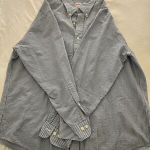 Brooks Brothers Seersucker Blue and White Narrow Stripe Button-Down Shirt